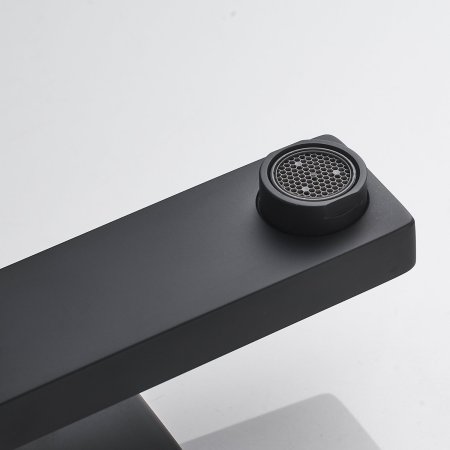 Смеситель для раковины однорычажный с гайкой Shevanik S9601H, Черный