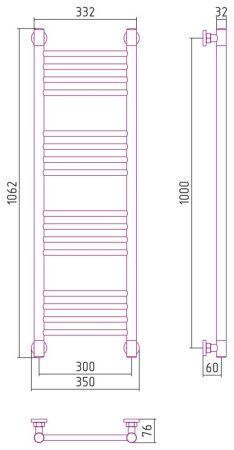 Полотенцесушитель водяной Сунержа Богема+ прямая 03-0220-1030 1000x300 золото