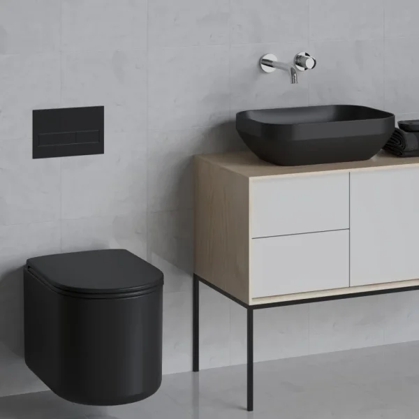 Унитаз подвесной AXA Delano WCWH9001007 безободковый, с сиденьем микролифт, черный матовый