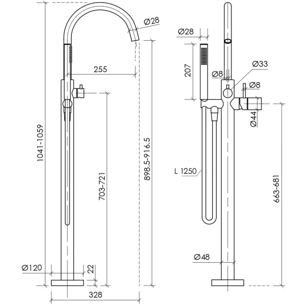 Смеситель напольный для ванны Sancos Etna SC9009BN никель