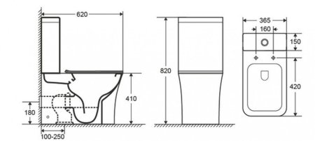 Унитаз напольный CeramaLux 1218A, Бело-Глянцевый