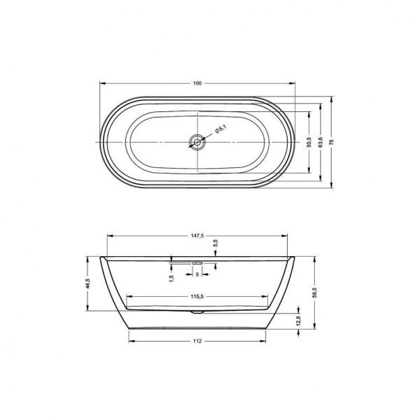 Ванна акриловая Riho Inspire FS BD1000500000000 160x75