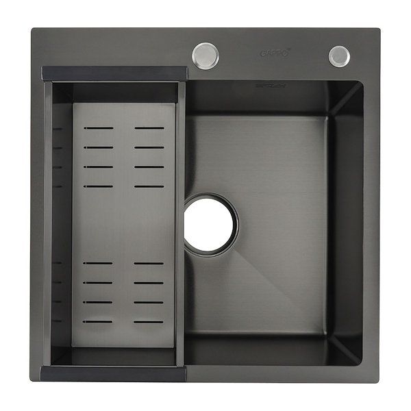 Мойка кухонная с коландером Gappo GS5050-6 50х50 черный