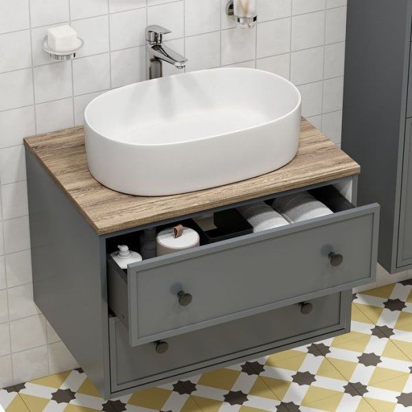 Тумба IDDIS подвесная, со столешницей, 80 см, темно-серый, Torr (TOANR8OH0DTGBiJV95TEK)