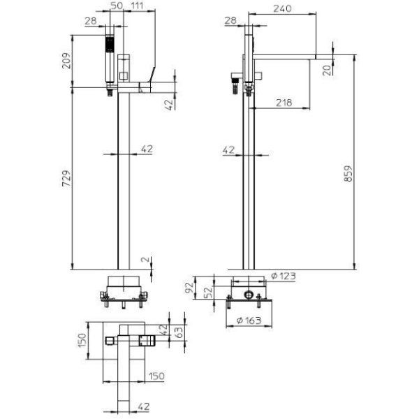 Смеситель Bossini Aki Z00771.030 для ванны, хром