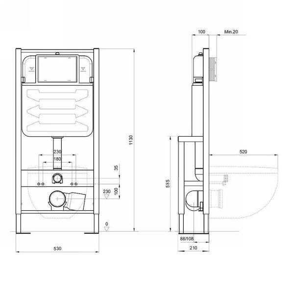Инсталляция для подвесного унитаза Aquatek Standart INS-0000016 без клавиши смыва