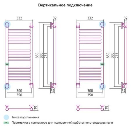 Полотенцесушитель водяной Сунержа Богема 800x300 золото прямой, с дополнительной перемычкой