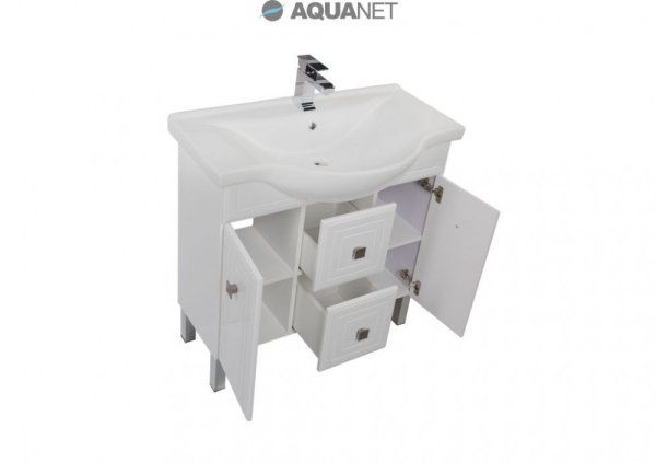 Тумба под раковину Aquanet Стайл 00181502 85 белая, 2 дверцы, 2 ящика