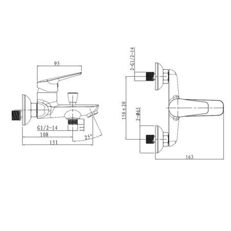 Смеситель Bien Via BB01019102 для ванны хром