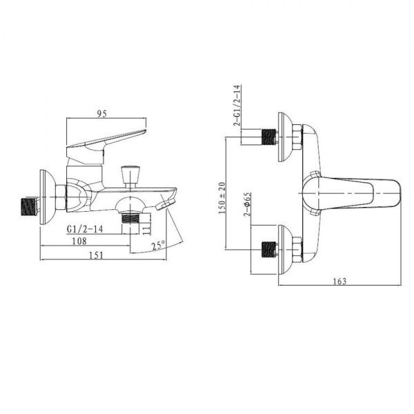 Смеситель Bien Via BB01019102 для ванны хром