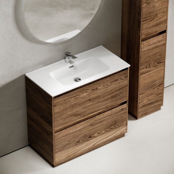 Тумба под раковину SANCOS Libra Floor напольная, 890х450х840, c двумя ящиками оснащенными доводчиками, дуб чарльстон,  LB90FECH