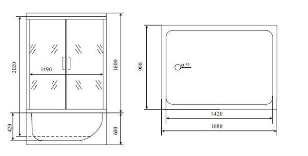 Душевая кабина Timo Lux 167*90*220  (TL-1506)