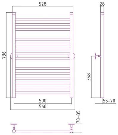 Полотенцесушитель водяной Стилье Универсал-53 80х50 хром