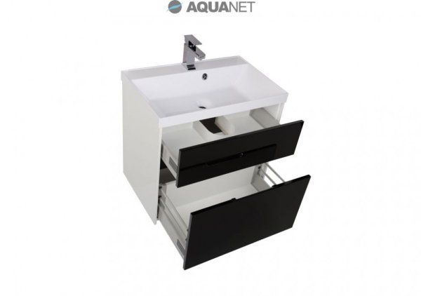 Тумба под раковину Aquanet Латина 00180033 70 черный, 2 ящика