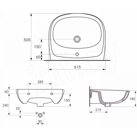 Раковина Cersanit Market UM-M60/1 60
