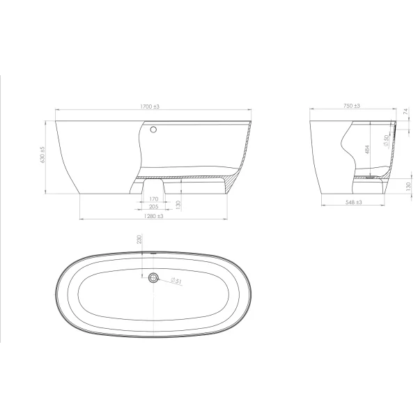 Ванна из литьевого мрамора Astra-Form Атрия 01010011 170x75 см, отдельностоящая, белый