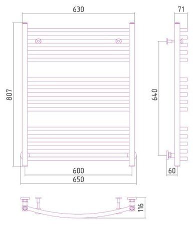 Полотенцесушитель водяной Сунержа Аркус 800х600 хром