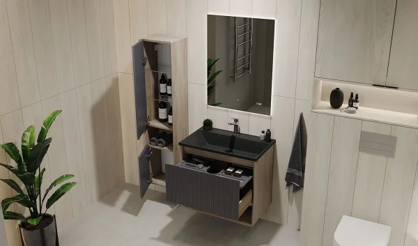 Пенал Jorno Tossony Toss.04.140/P/DS-A/JR подвесной L/R, дуб самдал/антрацит матовый