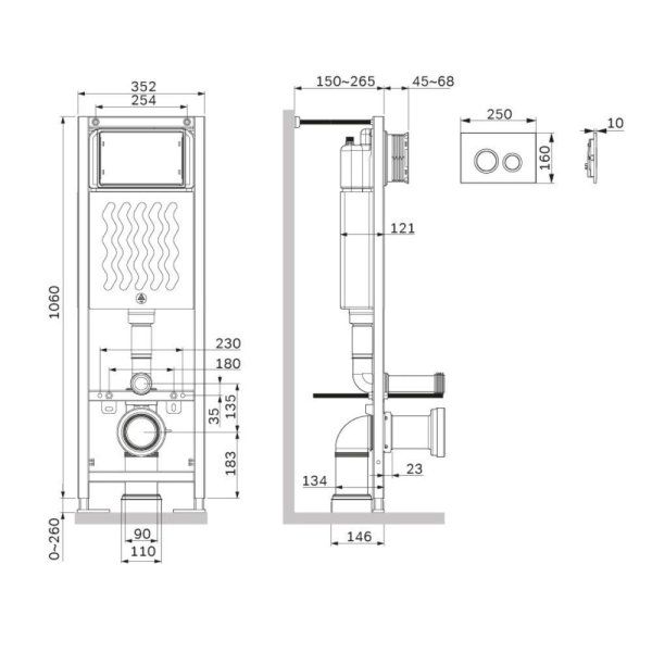Инсталляция для подвесного унитаза с клавишей ErgoFit L AM.PM ErgoFit I012711.0138