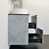 Тумба-умывальник COMFORTY "Эдинбург-60-2" бетон светлый с черной столешницей с отверстием под смеситель, с раковиной COMFORTY 9111