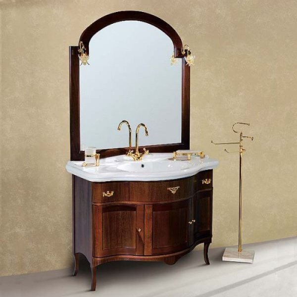 Тумба с раковиной Tiffany World Victory 112 орех, ручки хром, 2 ящика, 3 дверцы