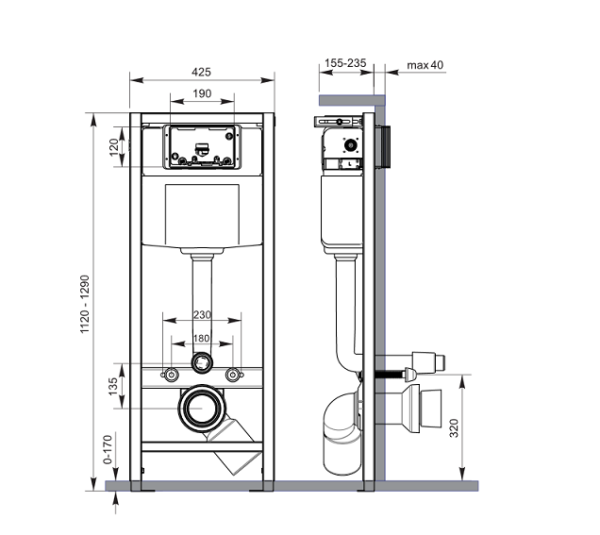 Система инсталляции для унитазов Cersanit Hi-Tech IN-MZ-HI-TEC