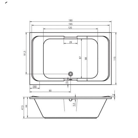 Ванна акриловая Riho Sobek BB2800500000000 180x115