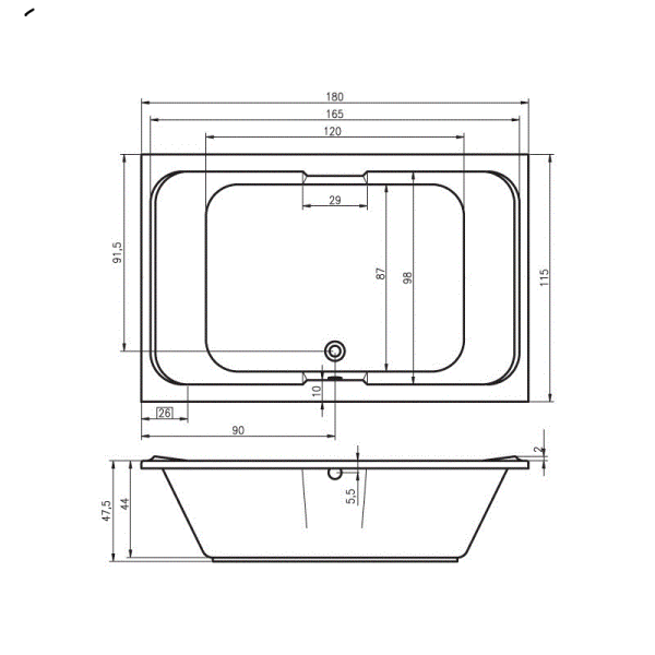 Ванна акриловая Riho Sobek BB2800500000000 180x115