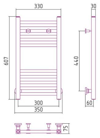 Полотенцесушитель водяной Сунержа Модус 600х300 хром