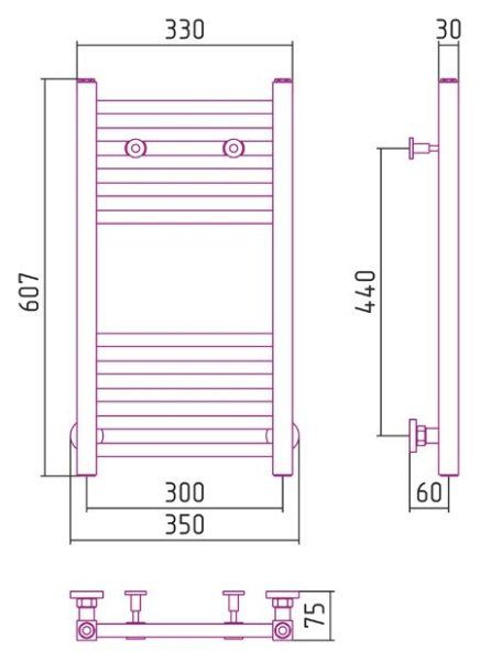 Полотенцесушитель водяной Сунержа Модус 600х300 хром
