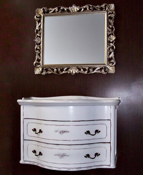 Тумба с раковиной Tiffany World Armony 7224/S 112 подвесная, белая с патиной, ручки бронза