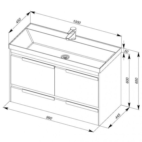 Тумба под раковину  Aquanet Тиволи 00180067 100 черная