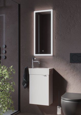 Тумба подвесная SANCOS Mini 355х205х500, с распашной дверцей, внутри 1 полка, белый глянец , MN35WL