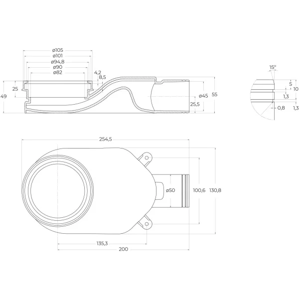 Душевой трап (лоток) BelBagno Luce BB-LD-LUCE-90-BIANCO 83,96 см, с решеткой, 2 в 1 под плитку, белый матовый