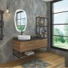 Тумба-умывальник COMFORTY "Порто-120-1" дуб тёмно-коричневый с черной столешницей c раковиной COMFORTY 9110