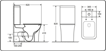 Унитаз напольный CeramaLux 1219A, Бело-Глянцевый