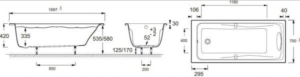 Акриловая ванна Jacob Delafon Odeon Up E6080RU-00 170x70 см