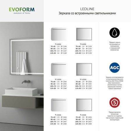 Зеркало Evoform Ledline BY 2138 120x80