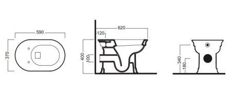 Унитаз приставной Hatria Dolcevita YXXP01 CR горизонтальный выпуск