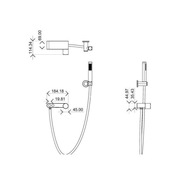 Смеситель Boheme Stick 123-GM.2 для ванны, ручка Touch, оружейная сталь