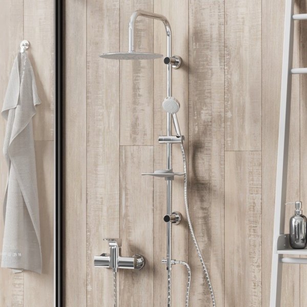 Комплект смесителя 2в1 Paini Angel ANWTCRTUSEPQT2NJ2VLN1RPTS для душа с душевой системой, хром, белый