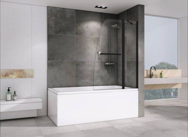 Шторка на ванну ABBER Ewiges Wasser AG50100B прозрачное/черный