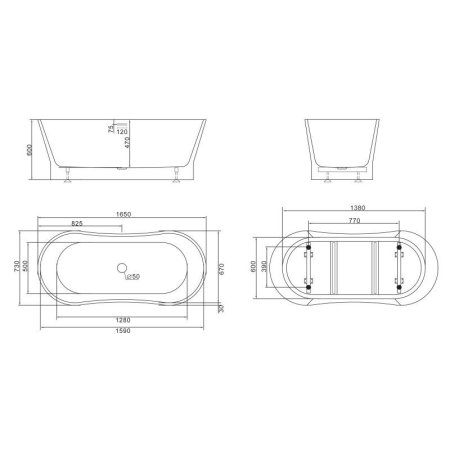 Акриловая ванна BelBagno BB406-1650-730