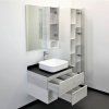 Тумба-умывальник COMFORTY "Прага-75" дуб белый с антрацитовой столешницей, с раковиной COMFORTY T-Y9378