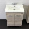 Тумба-умывальник COMFORTY "Марио-60" дуб дымчатый с раковиной "Quadro 60"
