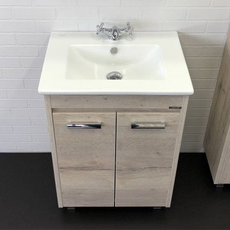 Тумба-умывальник COMFORTY "Марио-60" дуб дымчатый с раковиной "Quadro 60"