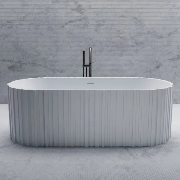 Ванна из литьевого мрамора Abber Stein AS9653 170x75 см, отдельностоящая, белый матовый
