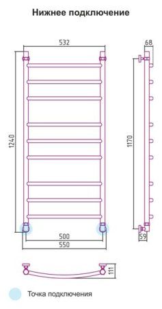 Полотенцесушитель водяной Сунержа Галант 1200х500 золотой металлик