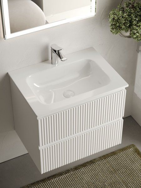 Тумба подвесная SANCOS Snob R 590х445х500, c двумя ящиками оснащенными доводчиками, Bianco, SNR60W