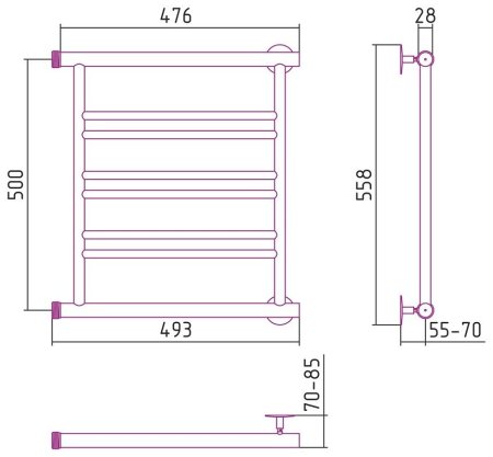 Полотенцесушитель водяной Стилье Минор 0601 50х50 хром